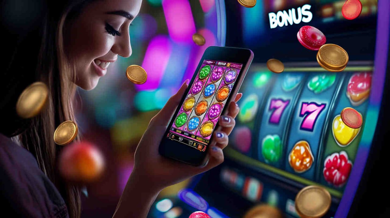 Meja live dealer Caribbean Stud Poker dengan kartu dan chip di platform slot 853